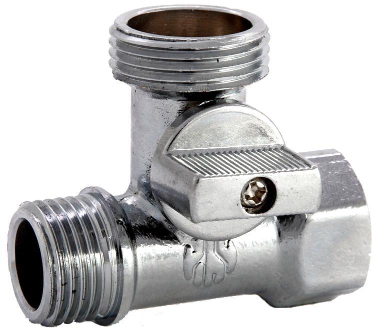 Кран трьохходовий ASCO 1/2"х3/4"x1/2" для пральної машини Хром (RS-AS-AV04)