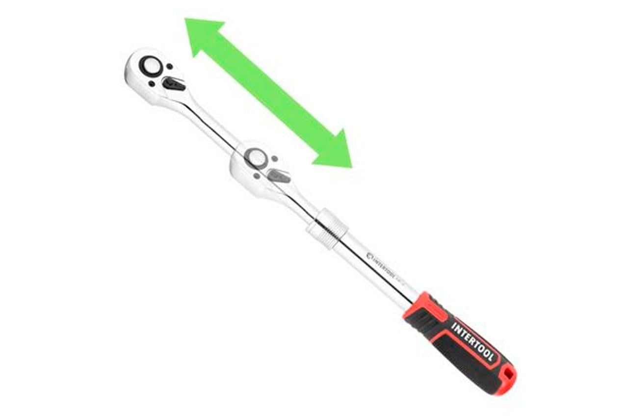 Рукоятка із храповим механізмом Intertool 1/2"x72T телескопічний Storm (ET-8006)