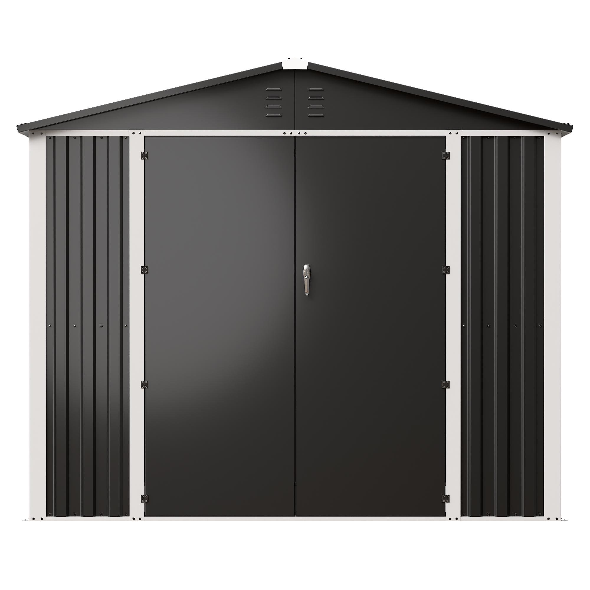 Хозблок-сарай металлический DS-03 CUSTOMIZED с двускатной крышей 2000х2400х1800 мм Темно-серый PANTONE 10C