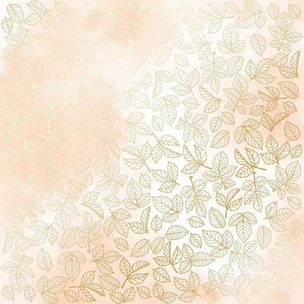 Лист бумаги односторонний Golden Rose leaves с фольгированием 30,5х30,5 см Beige/Watercolor