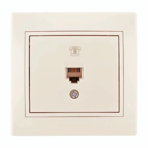 Розетка телефонная одинарная Lezard RJ-11 Mira евро со вставкой Кремовой