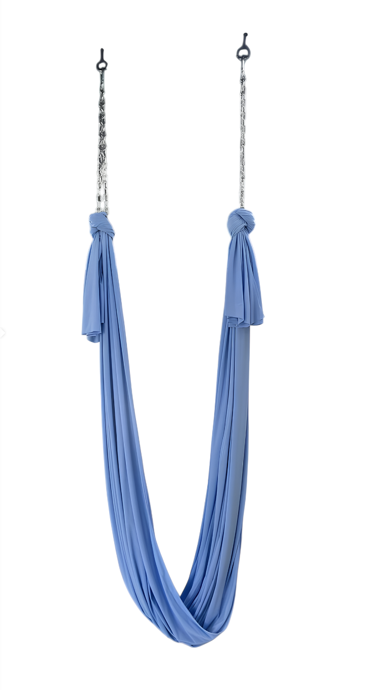 Гамак для флай/йоги/аеройоги Zelisko повний комплект кріплення/ланцюги/4 відеоуроки 4 м Блакитний (32963811)