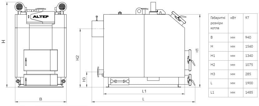 Котел на твердом топливе Altep TRIO UNI Plus 97 кВт (9941932) - фото 10