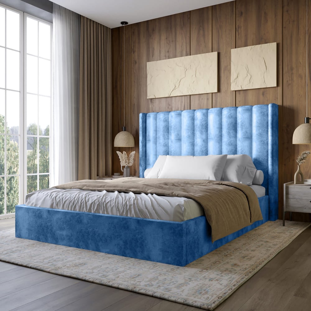 Кровать двуспальная Lion Нино Silk 503 180x200 см Темно-синий (Lion-041395)