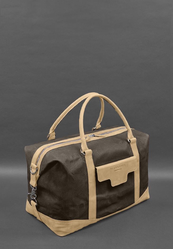 Дорожня сумка з канвасу та натуральної шкіри Crazy Horse Світло-бежевий/Коричневий (A-028856) - фото 6 Дорожня сумка з канвасу та натуральної шкіри Crazy Horse Світло-бежевий/Коричневий (A-028856) - фото 6