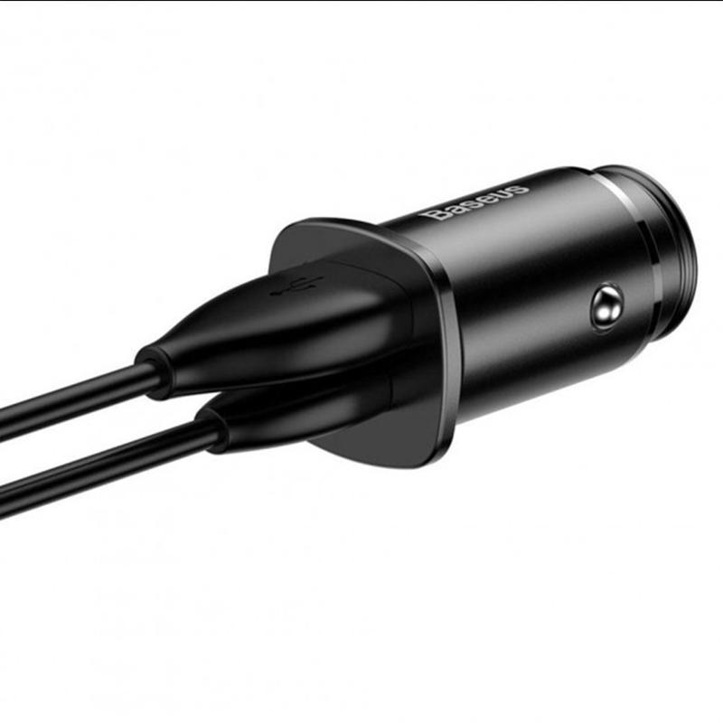 Зарядное устройство автомобильное Baseus Circular Plastic A 1USB+Type-C PPS 5A Black - фото 3