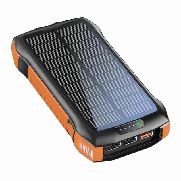 Повербанк на солнечной батарее iBattery F33W с фонариком/зарядкой QI 33500 mAh Черный/Оранжевый (14855520)
