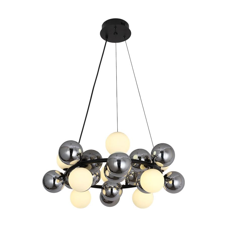 Люстра подвесная кольцо с плафонами Levistella 788CH68122-8 BK/CH/WH G9 плафоны белые/хром Черный