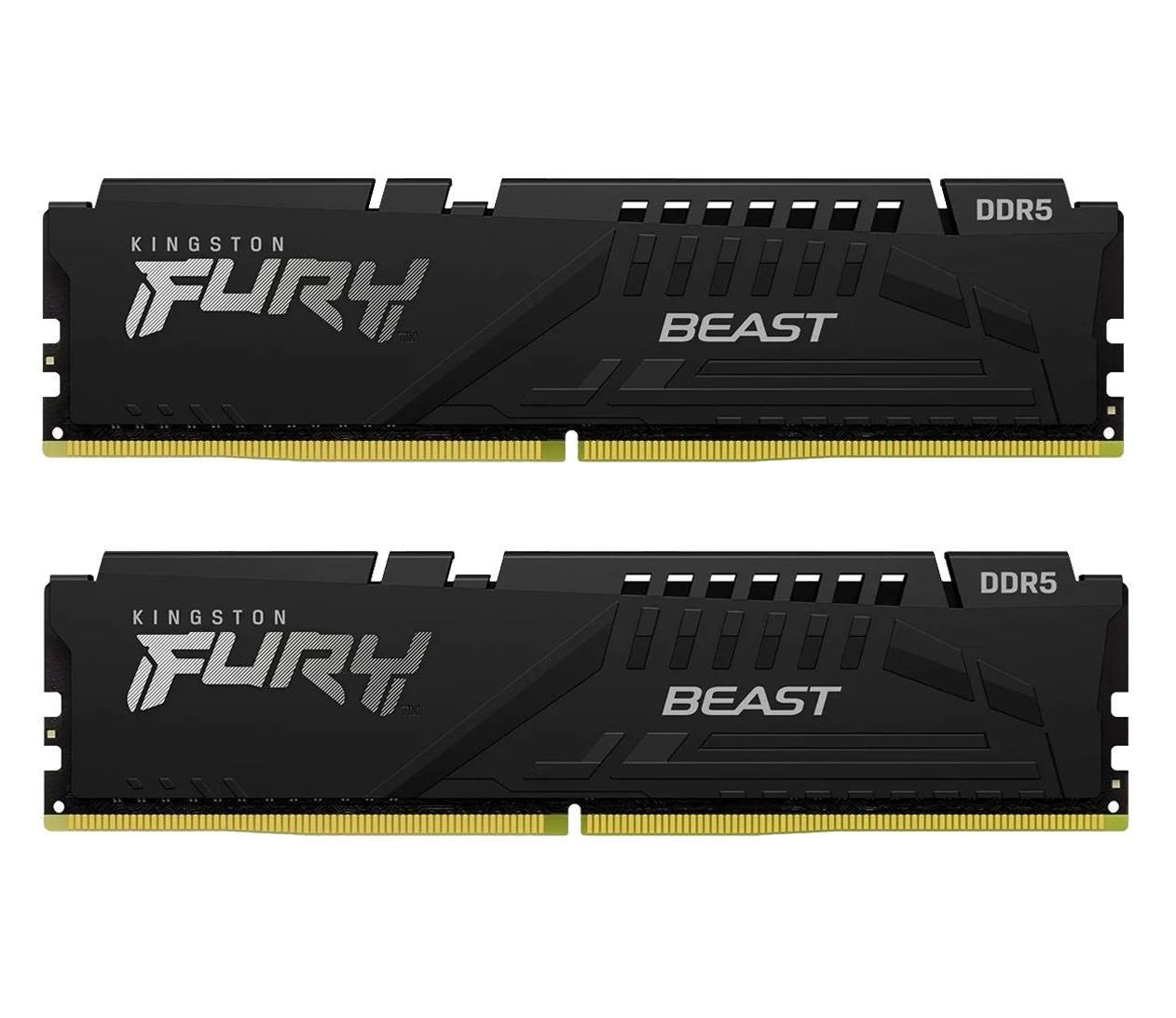 Оперативна пам'ять для настільних комп'ютерів Kingston Fury 2x32GB DDR5 6000 MHz Beast Black XMP (KF560C40BBK2-64)