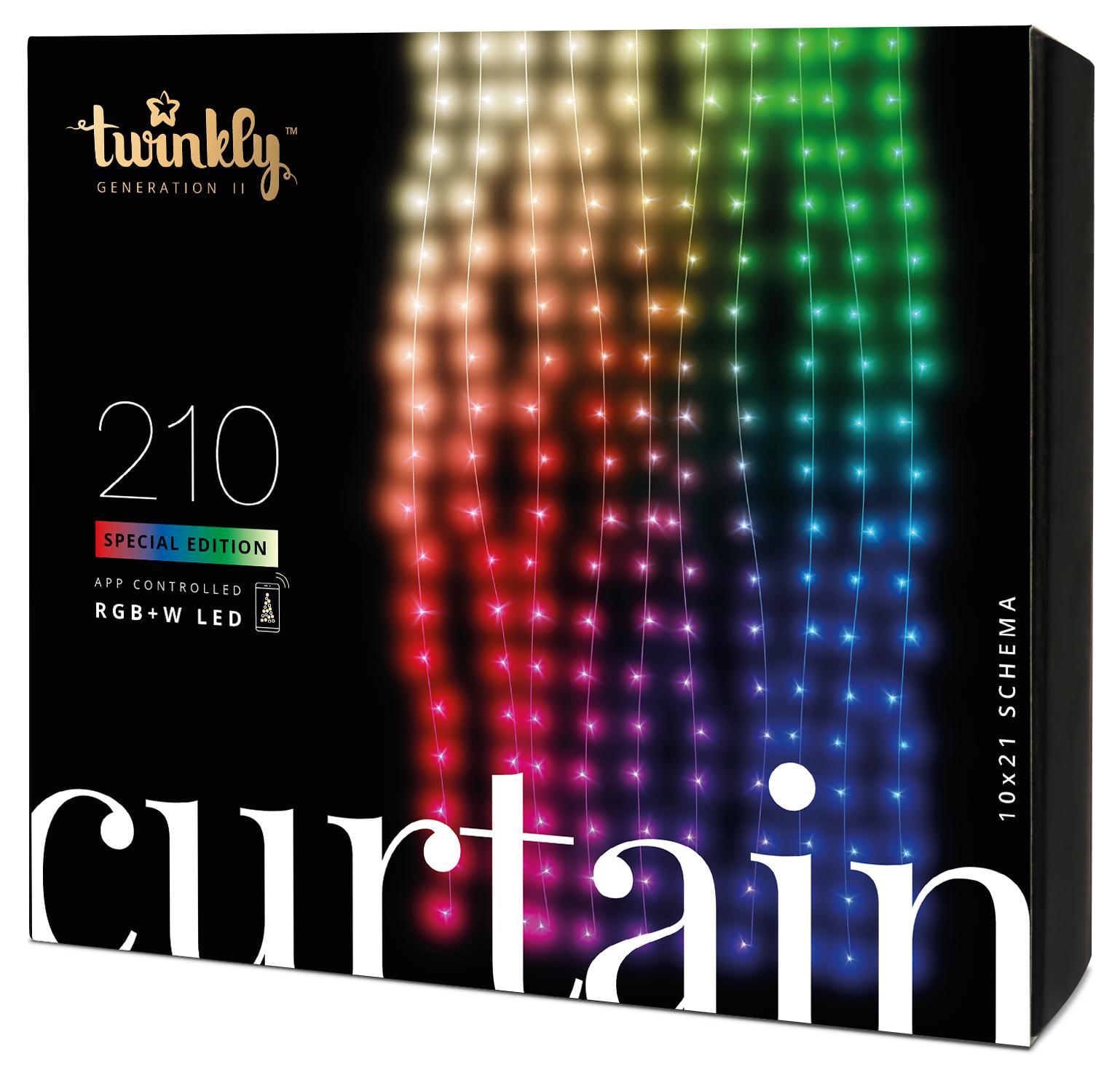 Гирлянда штора Twinkly Curtain RGBW Smart LED 210 ламп с прозрачным кабелем 1,45х2,1 м (TWW210SPP-TEU)