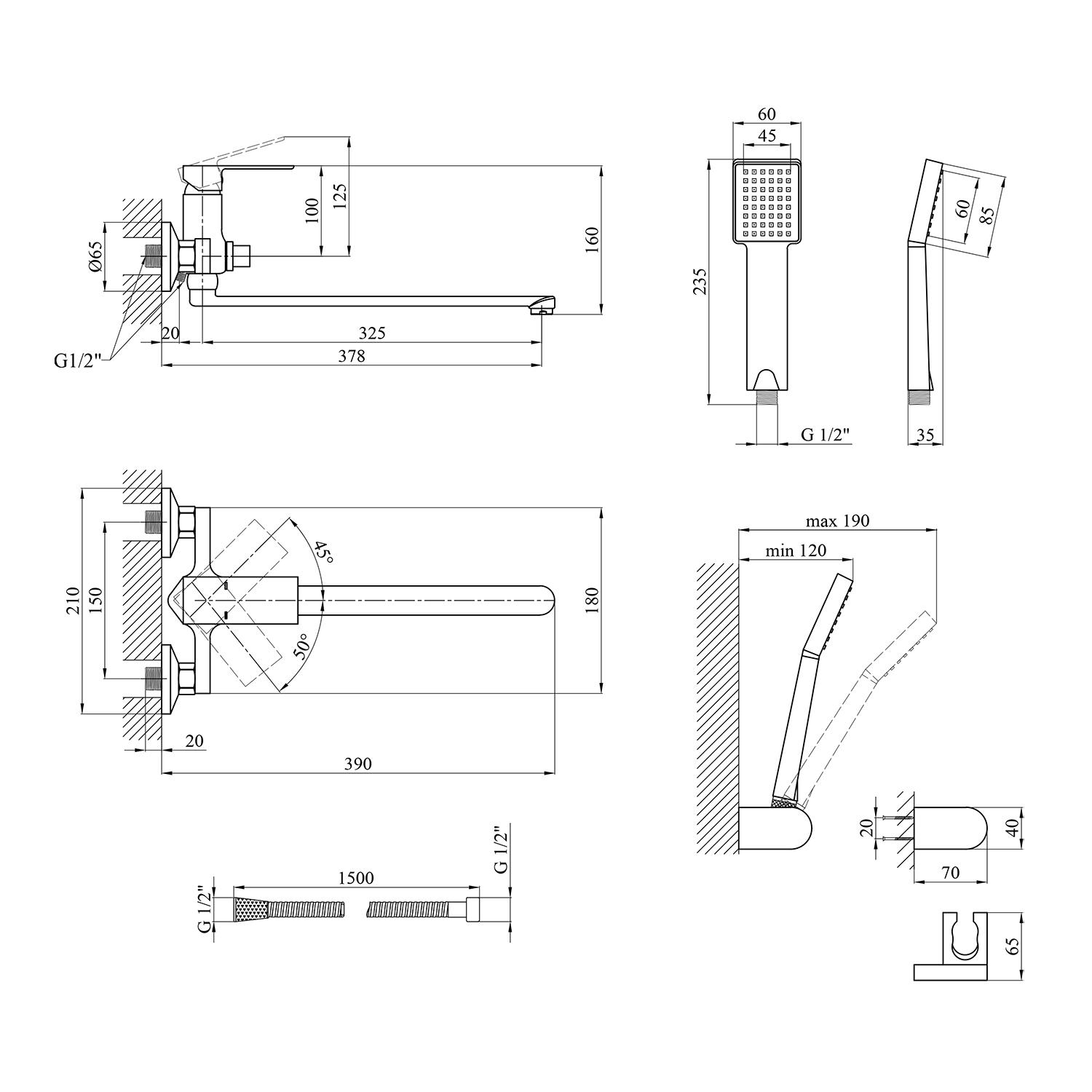Смеситель для ванной Kroner KRP Harz C070 (23617) - фото 2 Смеситель для ванной Kroner KRP Harz C070 (23617) - фото 2