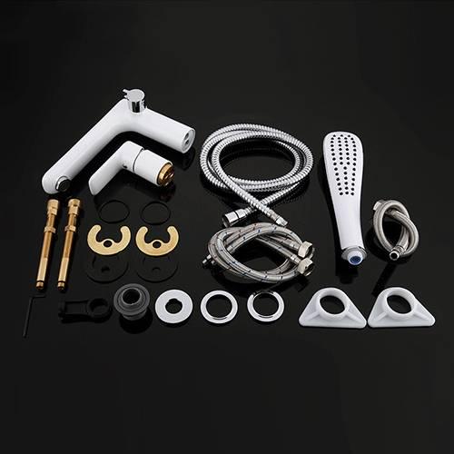 Змішувач на борт ванни Gappo G1148 врізний 3 елементи Білий/Хром - фото 4