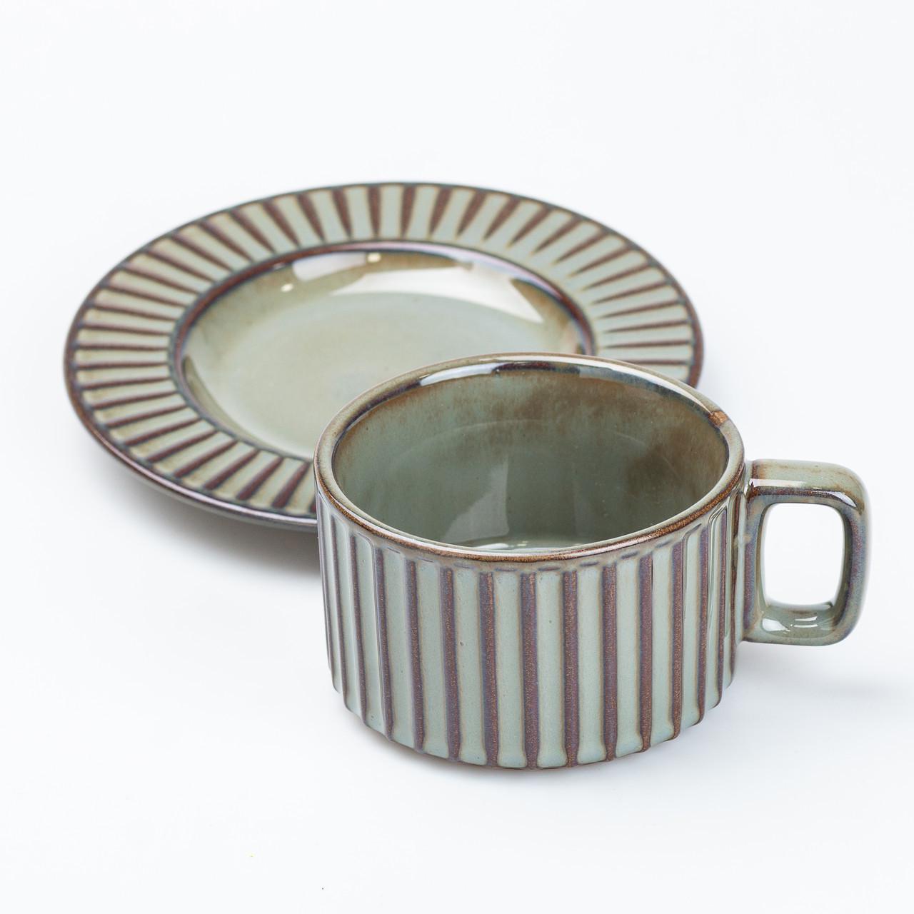 Чашка с блюдцем керамическая 250 мл Графитовый (2450442658)