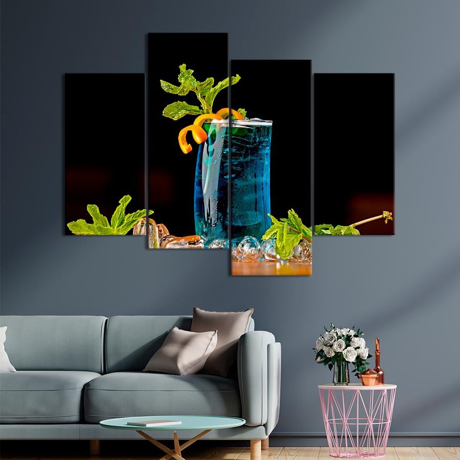 Настенний декор Знаменитый алкогольный коктейль Голубая лагуна 89x56 см (A252-4)