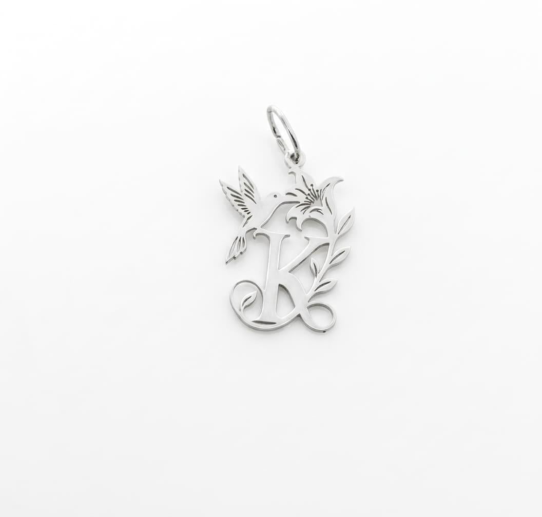 Кулон серебряный Maxi Silver 4668 в виде буквы К с колибри (84668)