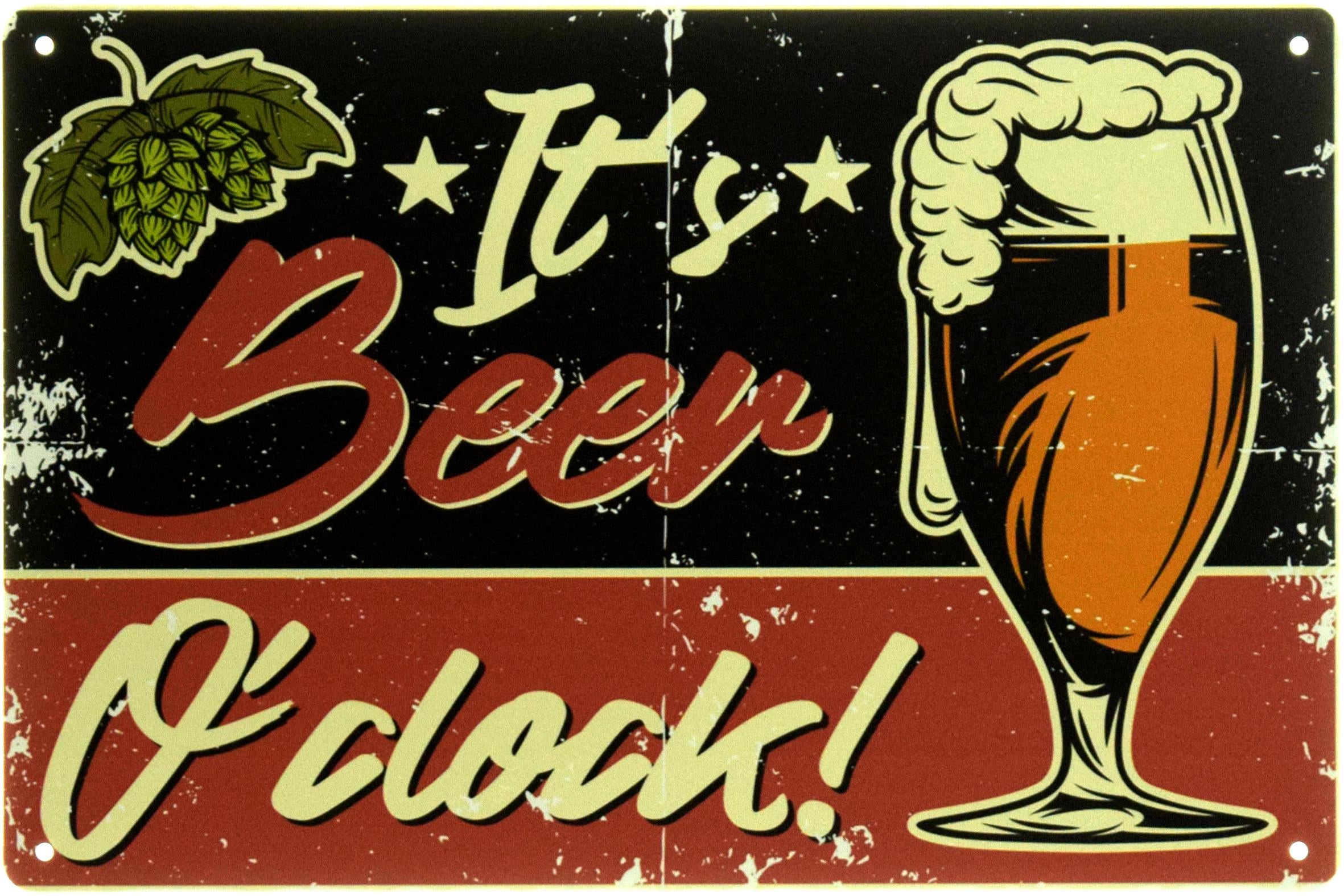 Табличка металлическая "It's Beer O'clock" 20x30 см (ms-104553)