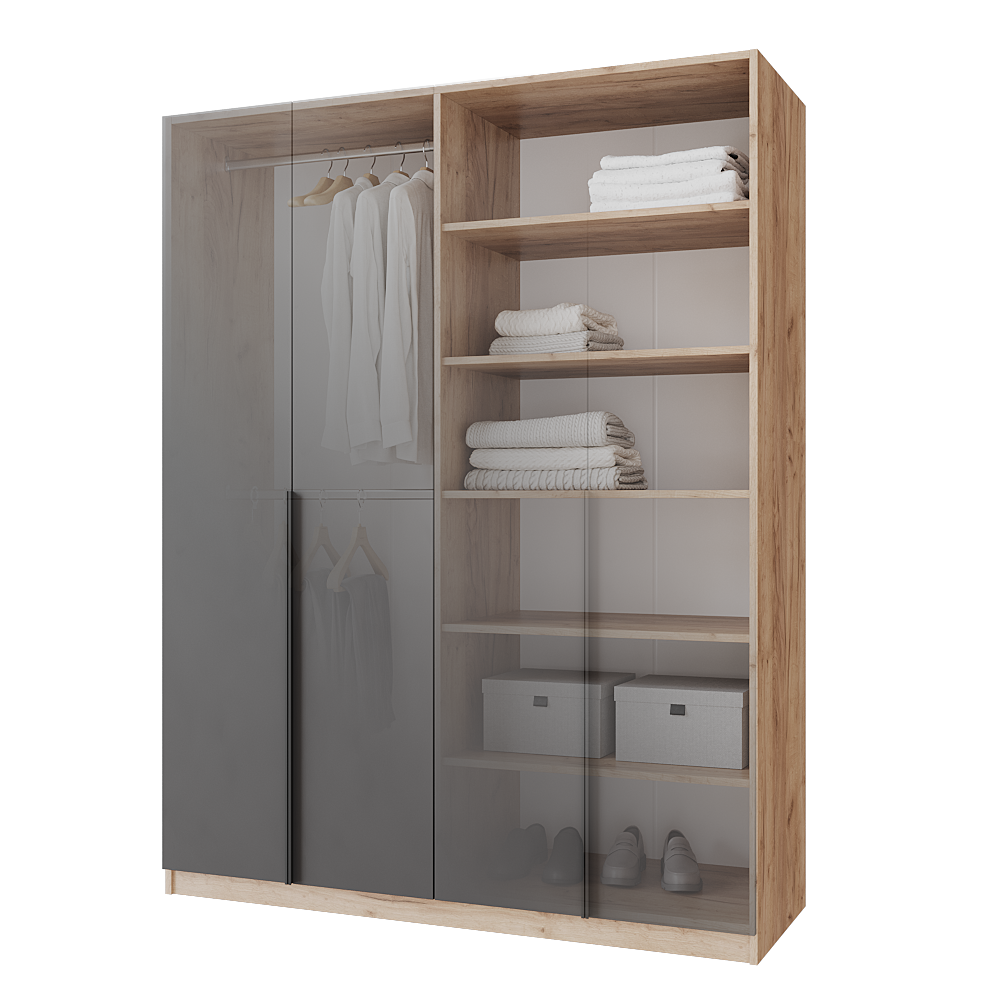 Шкаф распашной Меблітренд Чиназес Чи-1600 1600х500х2050 мм Дуб крафт золотой/Графитовый (26842003) - фото 3 Шкаф распашной Меблітренд Чиназес Чи-1600 1600х500х2050 мм Дуб крафт золотой/Графитовый (26842003) - фото 3