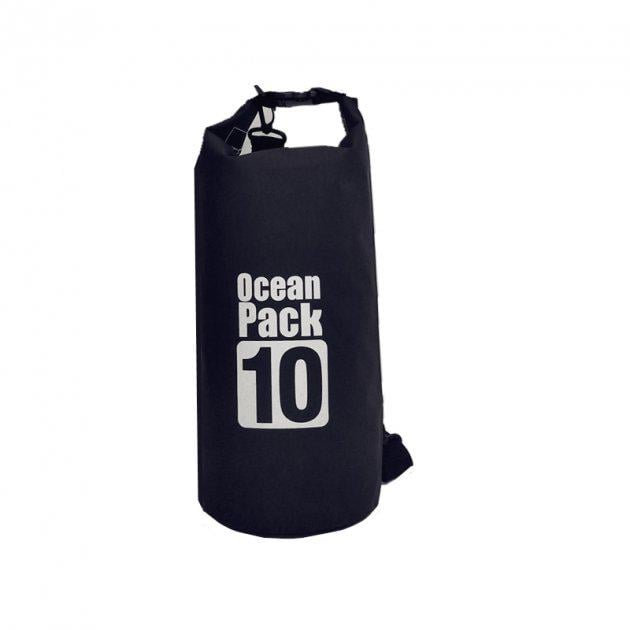 Водонепроницаемая сумка рюкзак гермомешок со шлейкой на плечо Ocean Pack 10 л Black (55358291510)
