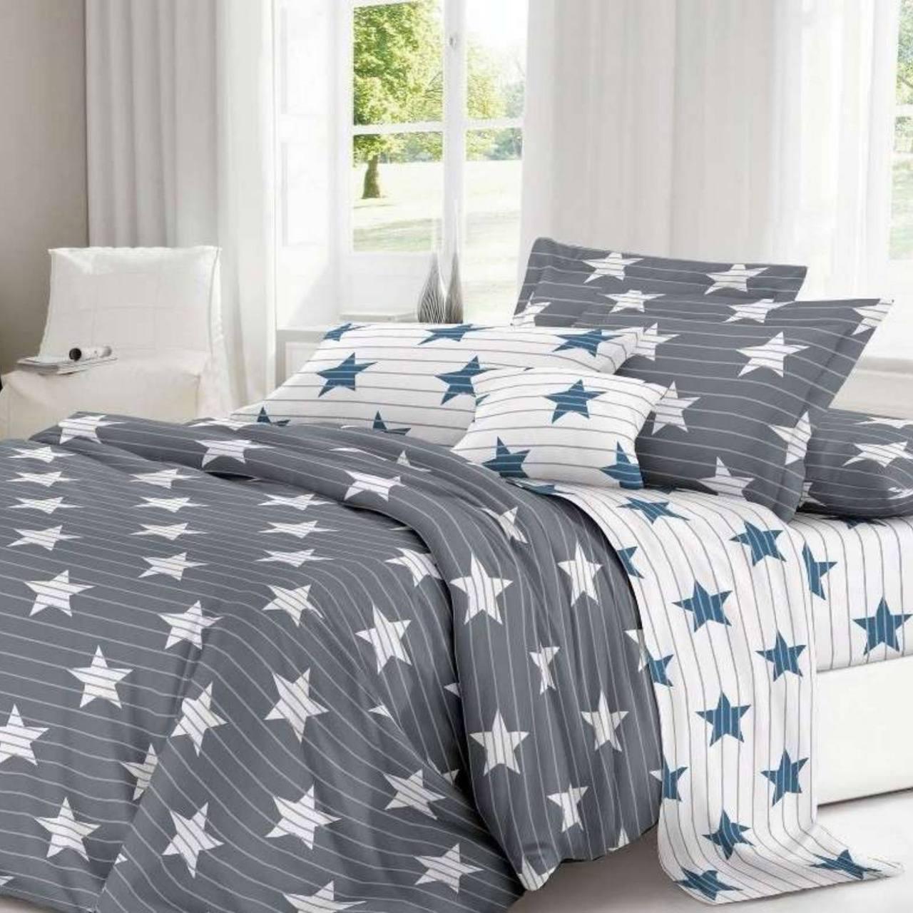 Комплект постільної білизни Зірки ретро євро бязь 240х220 см (Glux-25041/WP/E)