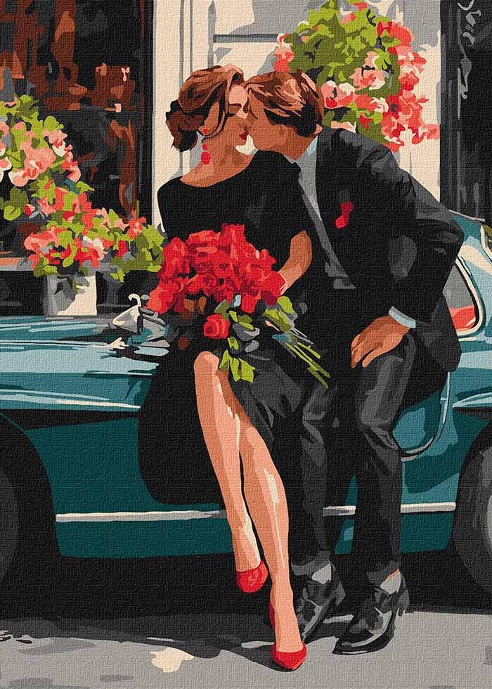 Картина по номерах Ideyka Романтична пара біля авто 40х50 см (KHO8703)