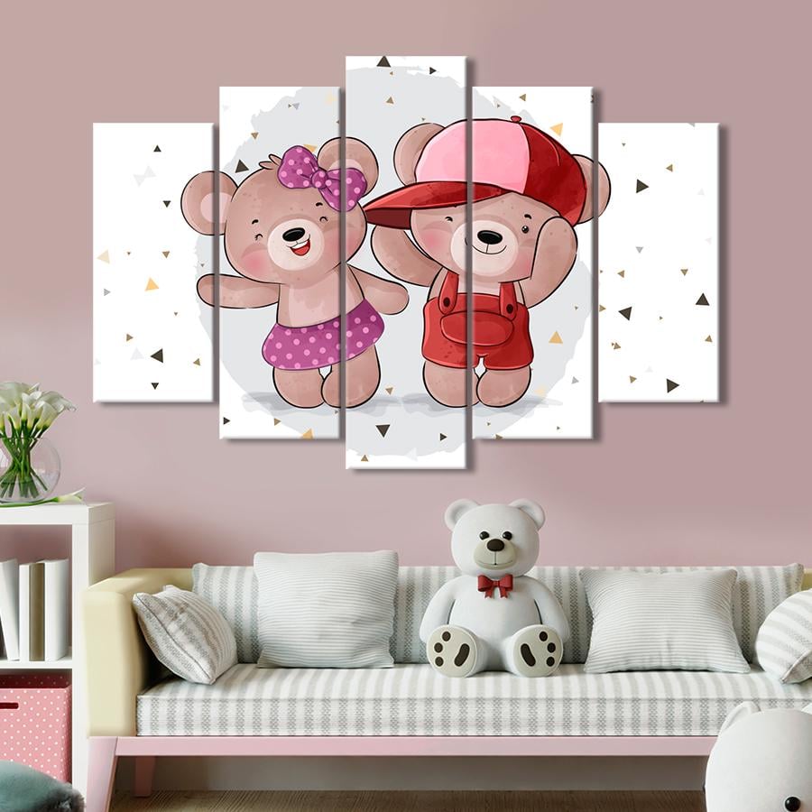 Картина в детскую комнату Красивая пара влюбленных медведей 112x68 см (A1414-5)