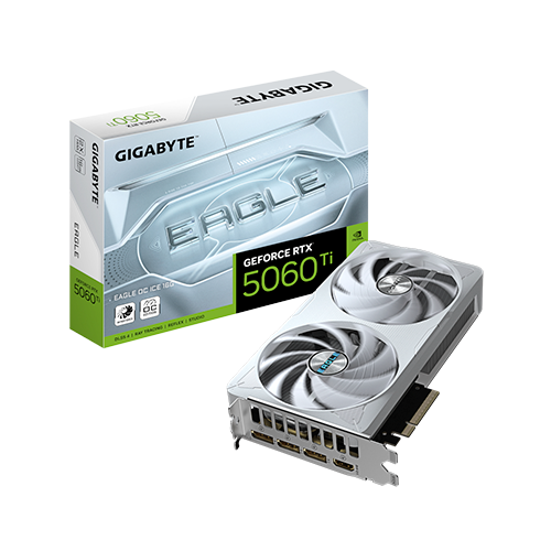 Видеокарта Gigabyte NVIDIA GeForce RTX 5060 Ti EAGLE OC ICE 16 Гб 28000 MHz White (GV-N506TEAGLEOC ICE-16GD) - фото 4 Видеокарта Gigabyte NVIDIA GeForce RTX 5060 Ti EAGLE OC ICE 16 Гб 28000 MHz White (GV-N506TEAGLEOC ICE-16GD) - фото 4