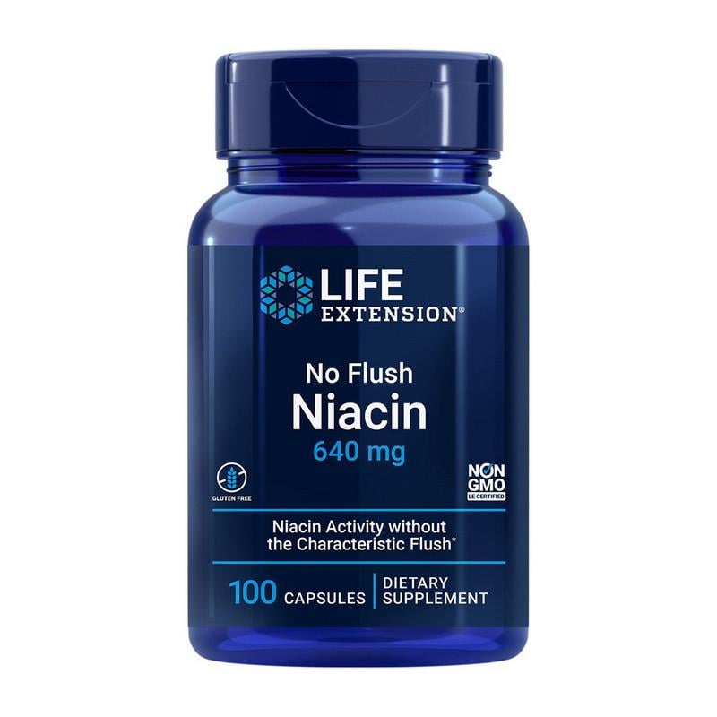 Витамин Ниацин Life Extension No-Flush Niacin 640 мг 100 капс. (20321-01)