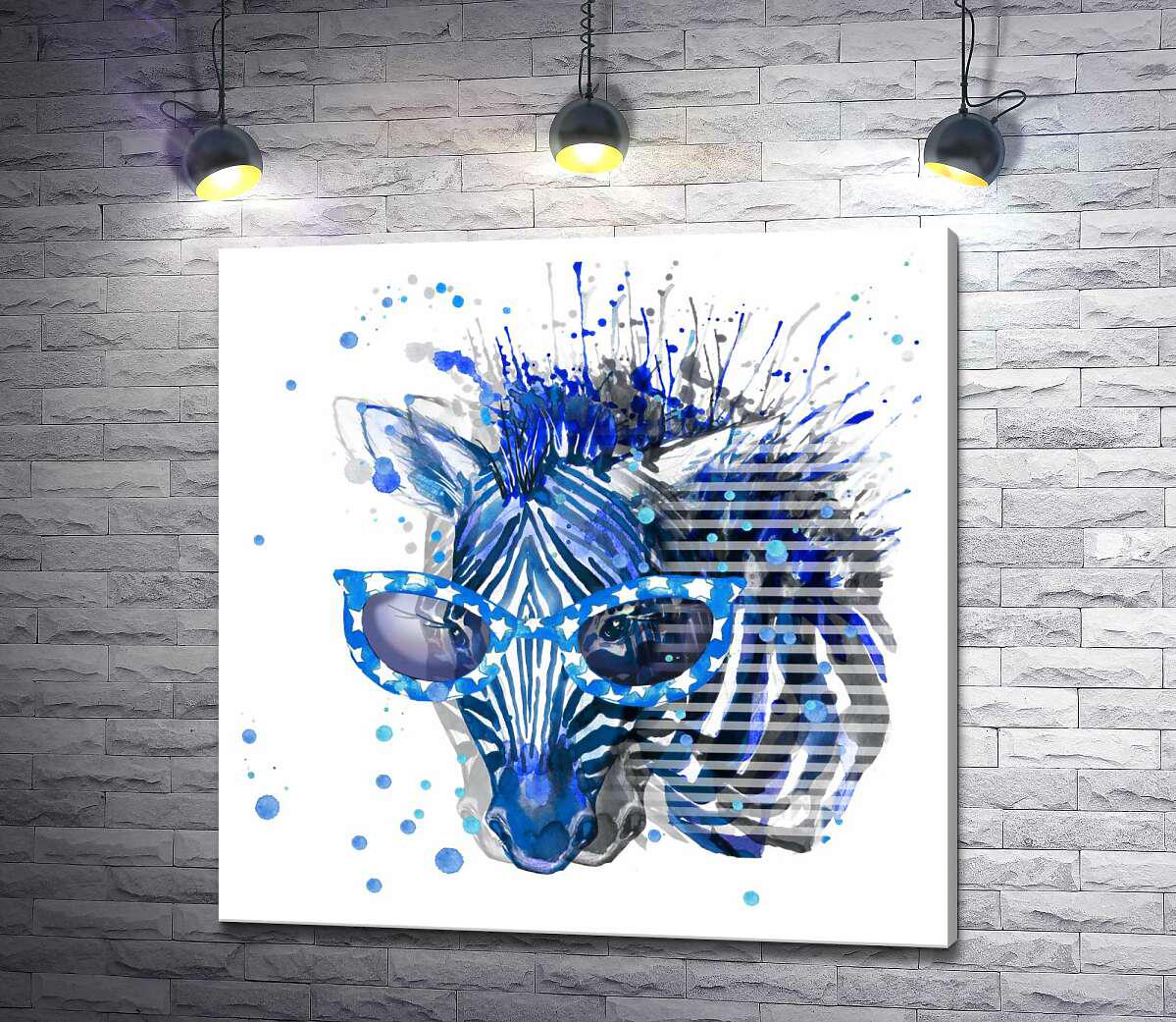 Картина ArtPoster Силуэт зебры в очках троится 100x100 см Модуль №1 (001490)