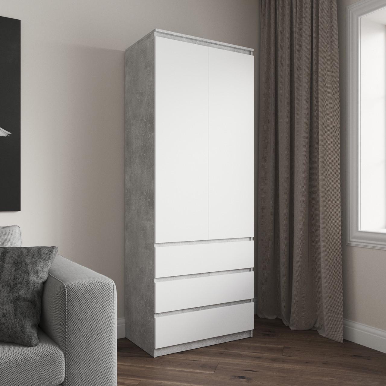 Шафа гардеробна Вайс R-16 802х500х2110 мм Бетон/Білий фасад (30834953) - фото 1 Шафа гардеробна Вайс R-16 802х500х2110 мм Бетон/Білий фасад (30834953) - фото 1