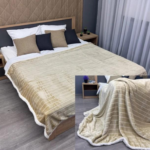 Плед двосторонній Рельєфні полоски штучна овчина 155х200 см Пісочний/Білий (87-073) - фото 5 Плед двосторонній Рельєфні полоски штучна овчина 155х200 см Пісочний/Білий (87-073) - фото 5