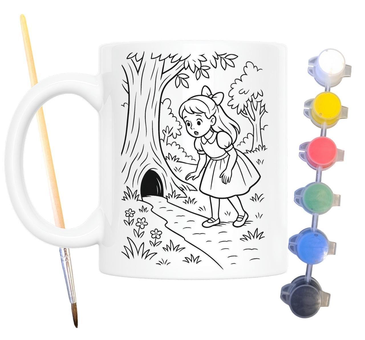 Набор для творчества кружка раскраска по мотивам Алиса в Стране чудес Льюис Кэрролл 330 мл Белый (КР0195)