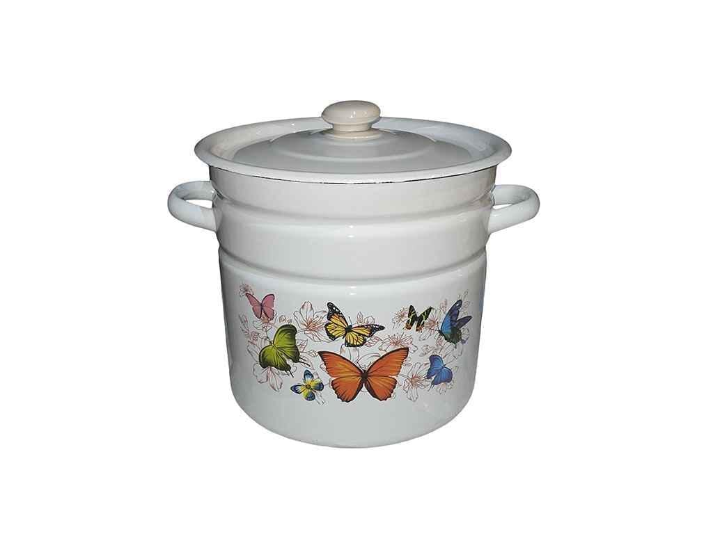 Кастрюля эмалированная Idilia Бабочка 12 л Белый (1071581)