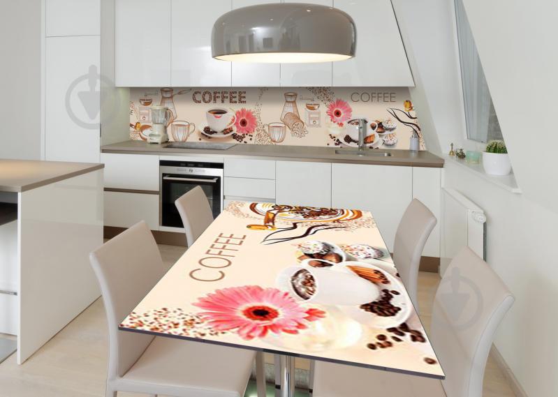 Наклейка 3Д виниловая на стол Zatarga «Отпечаток кофе» 600х1200 мм для домов, квартир, столов, кофейн, кафе