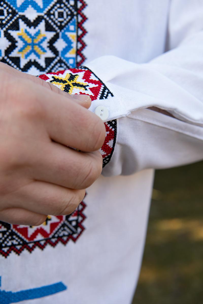 Вышивка из льна с длинным рукавом XL Белый (2106417876) - фото 2