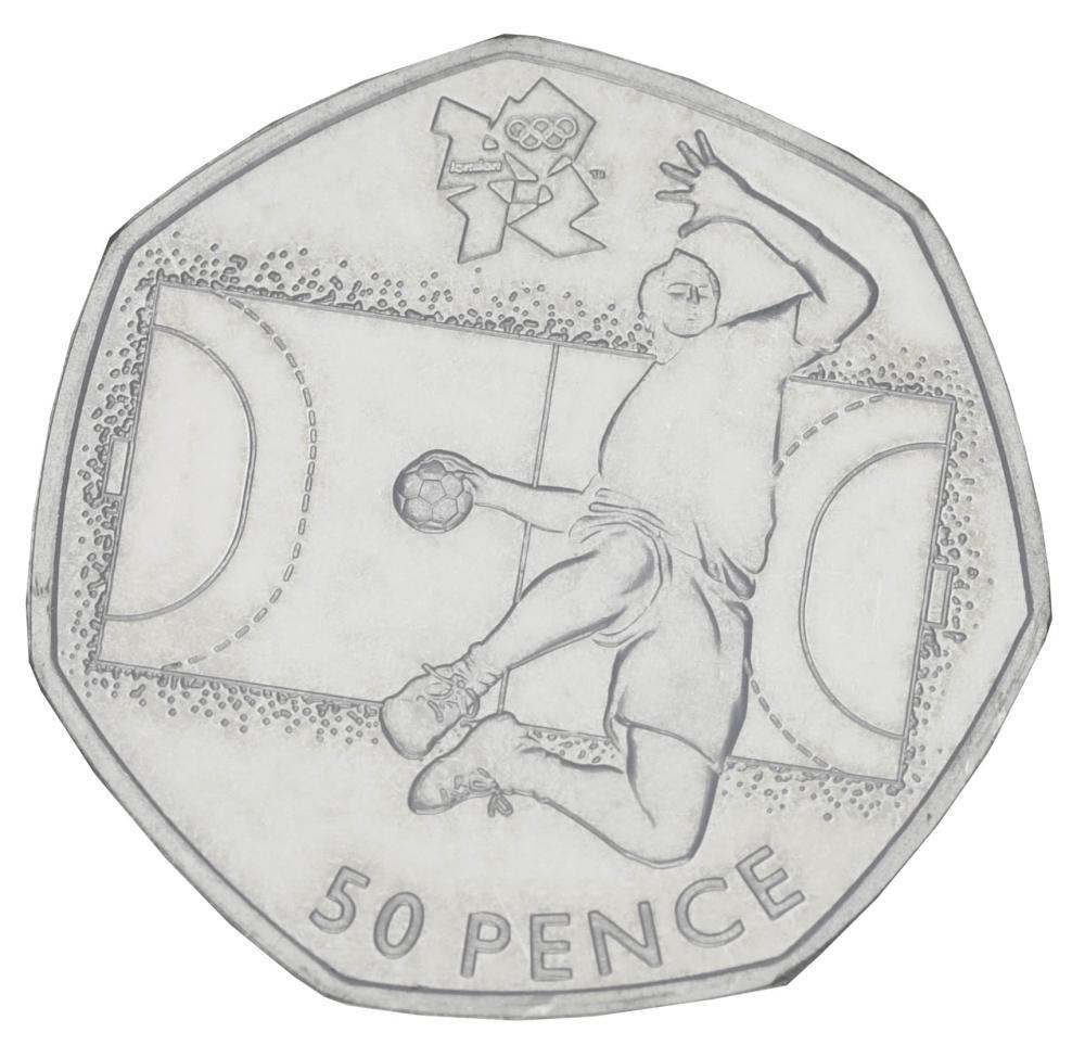 Коллекционная монета Великобритания 50 пенсов 2011 UNC XXX Летние Олимпийские игры 2012 в Лондоне Гандбол (М20921)