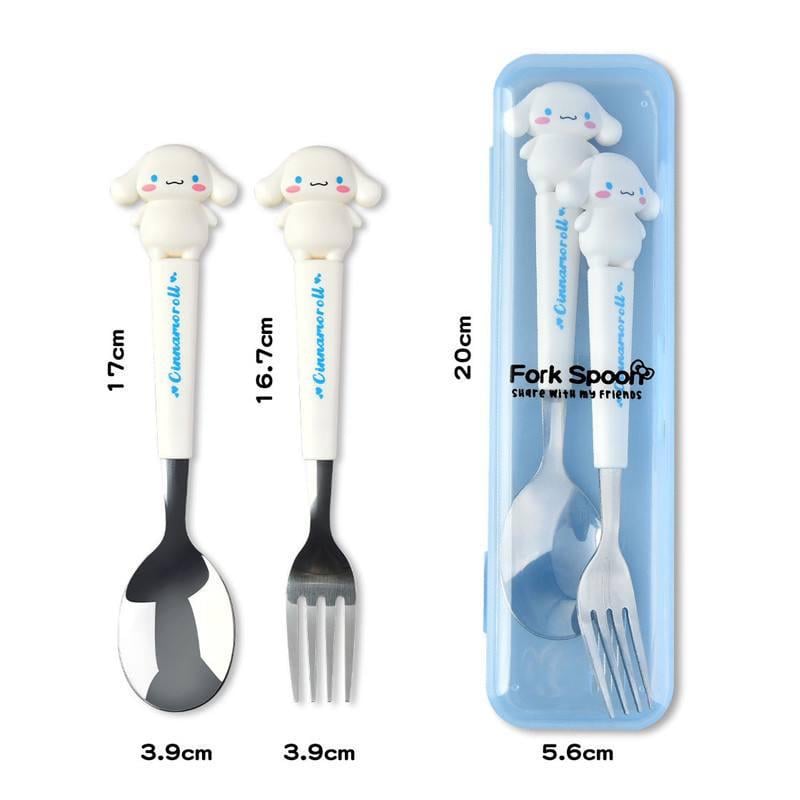 Набор детских столовых приборов Cinnamoroll ложка/вилка с контейнером для хранения Белый (2514179006) - фото 2