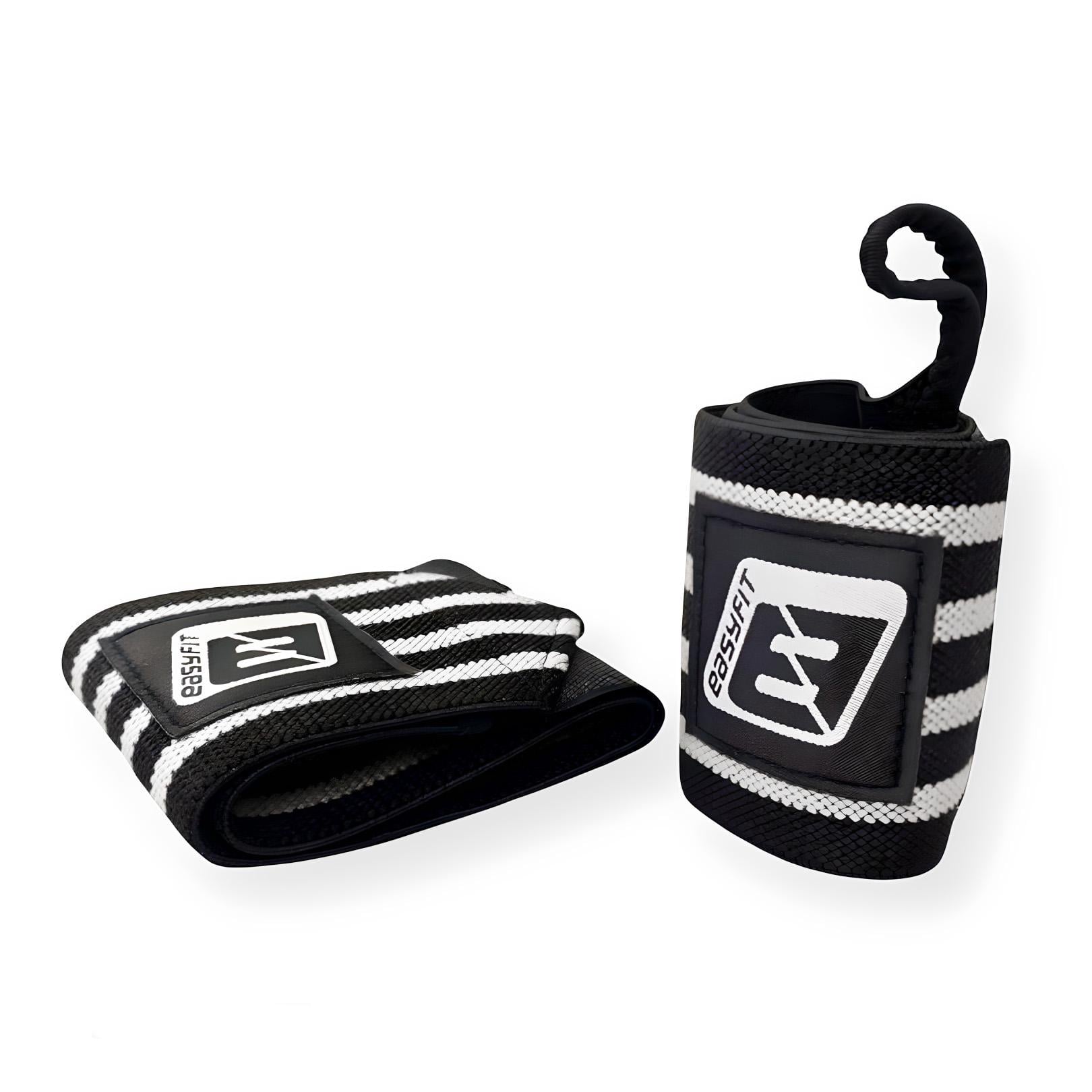 Кистевые бинты EasyFit 50х8 см фиксатор на запястье Черный/Белый (21051) Кистевые бинты EasyFit 50х8 см фиксатор на запястье Черный/Белый (21051)