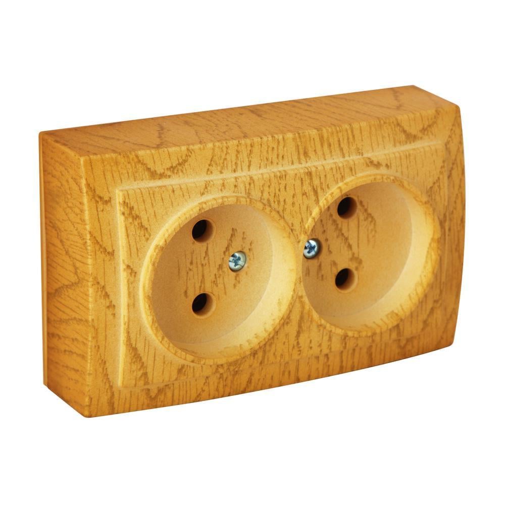 Розетка Nilson Themis двойная без заземления Дуб (26251024)