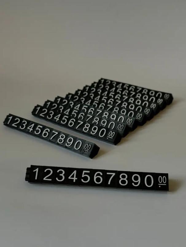 Ценники 11 цифр 15х11 мм 3D пластиковые Черно-белый