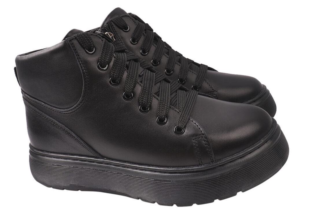 Ботинки женские Kento из кожи на платформе р. 40 Черный (37-21ZHC)