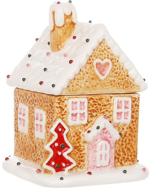 Банка керамическая для печенья и сладостей Пряничный Дом 350 мл Коричневый