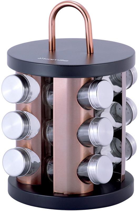 Набір ємностей для спецій Kamille Spice Rak 12 спецовників на круглій підставці 22х19х19 см (KM-7034) - фото 2 Набір ємностей для спецій Kamille Spice Rak 12 спецовників на круглій підставці 22х19х19 см (KM-7034) - фото 2