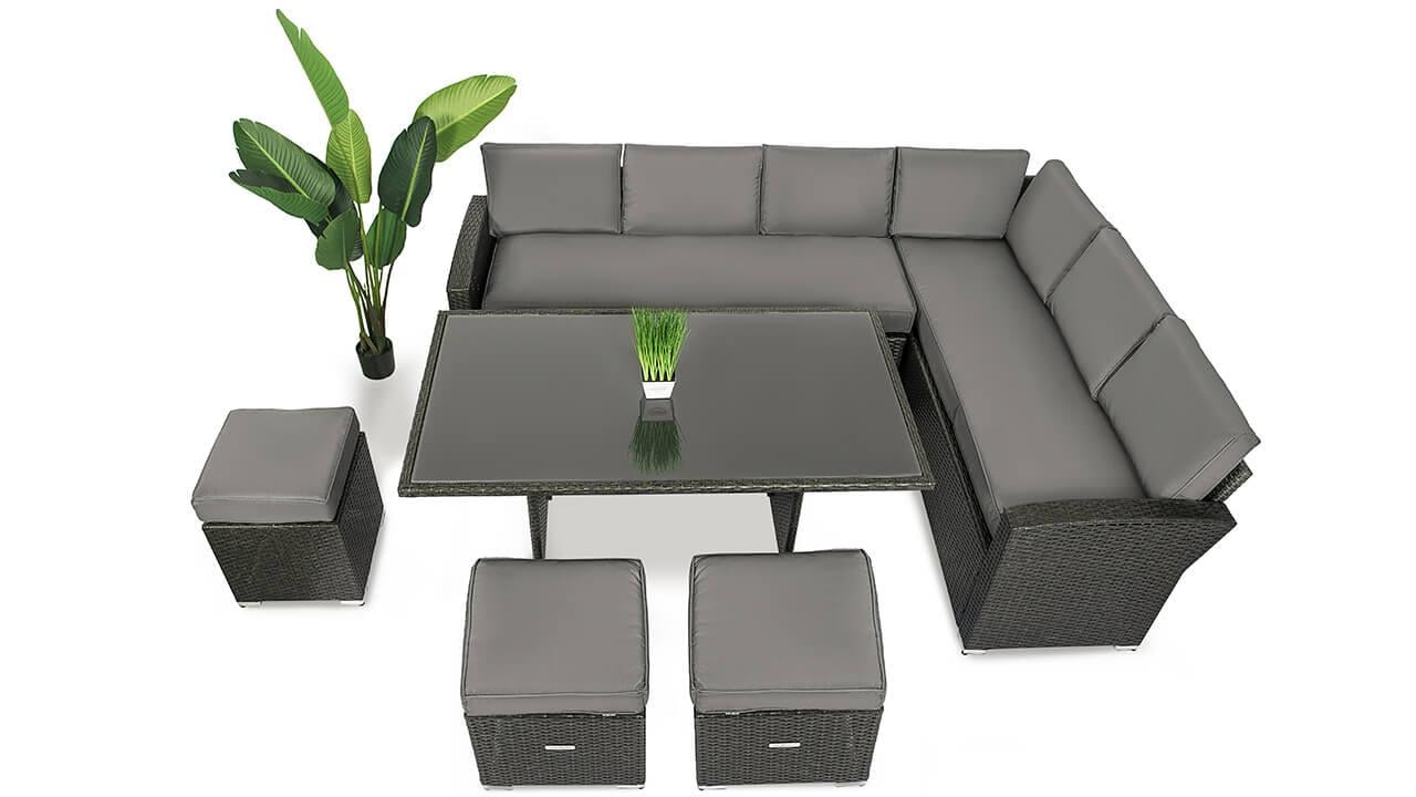 Набор садовой мебели Just Relax Milano и 3 Пуфа Правый угол Темно-коричневый (709 R Brown) Набор садовой мебели Just Relax Milano и 3 Пуфа Правый угол Темно-коричневый (709 R Brown)