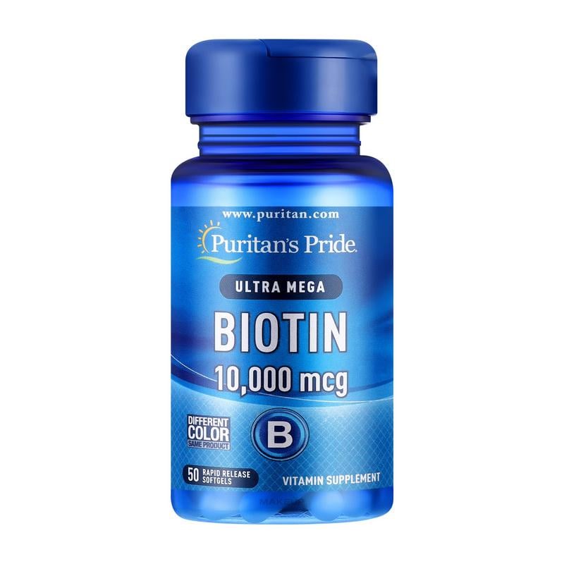Биотин Puritan's Pride Biotin 10000 mcg 50 мягких капс.