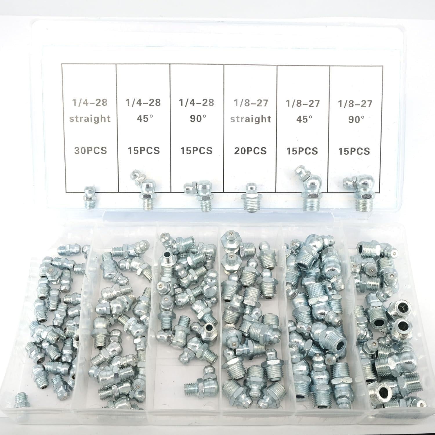 Пресс-масленки 1/4"-1/8" Набор 110 шт. прямые и угловые тавотницы DIN 71412A Spec (SP-06899)
