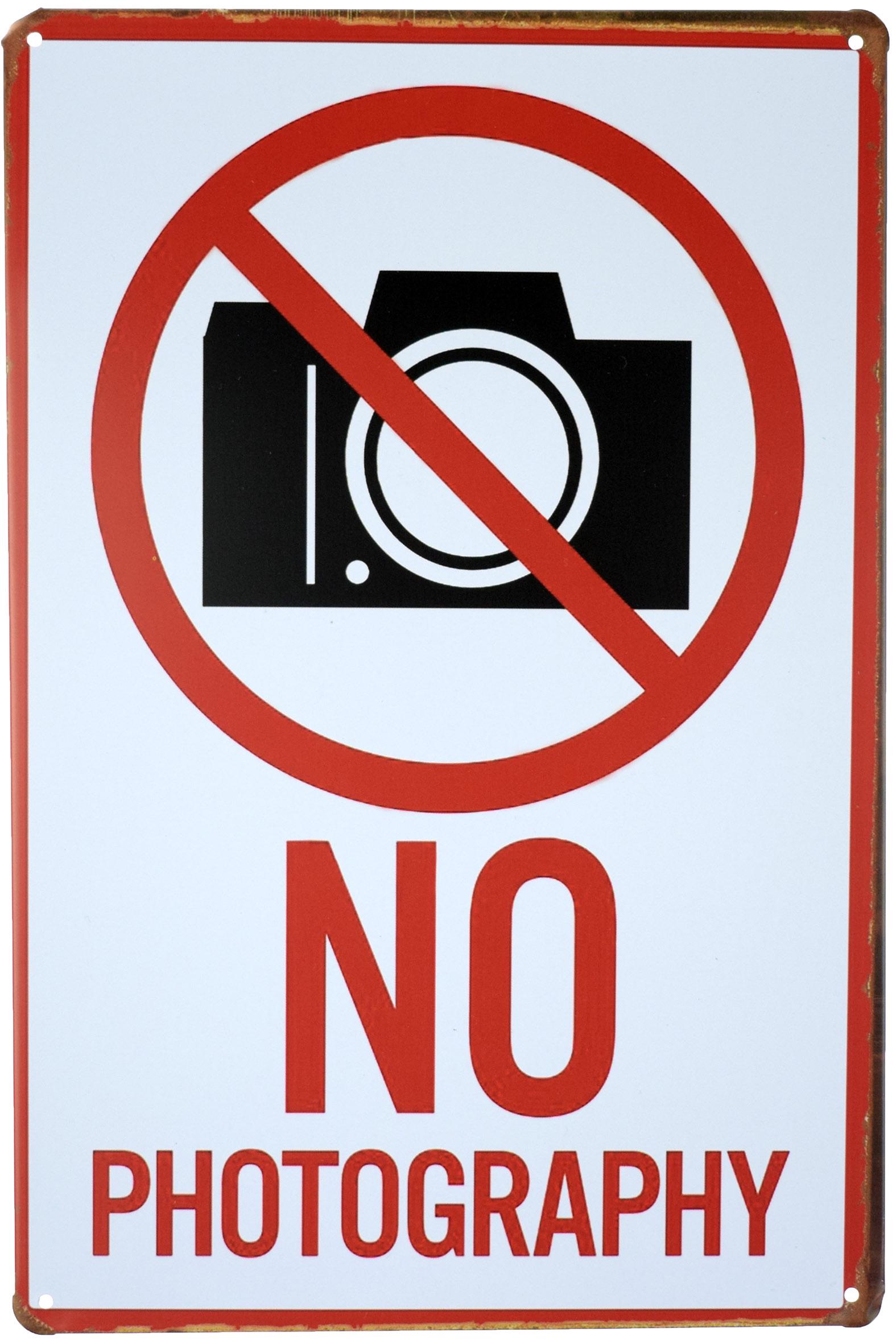 Табличка металлическая Не Фотографировать/No Photography 20x30 см