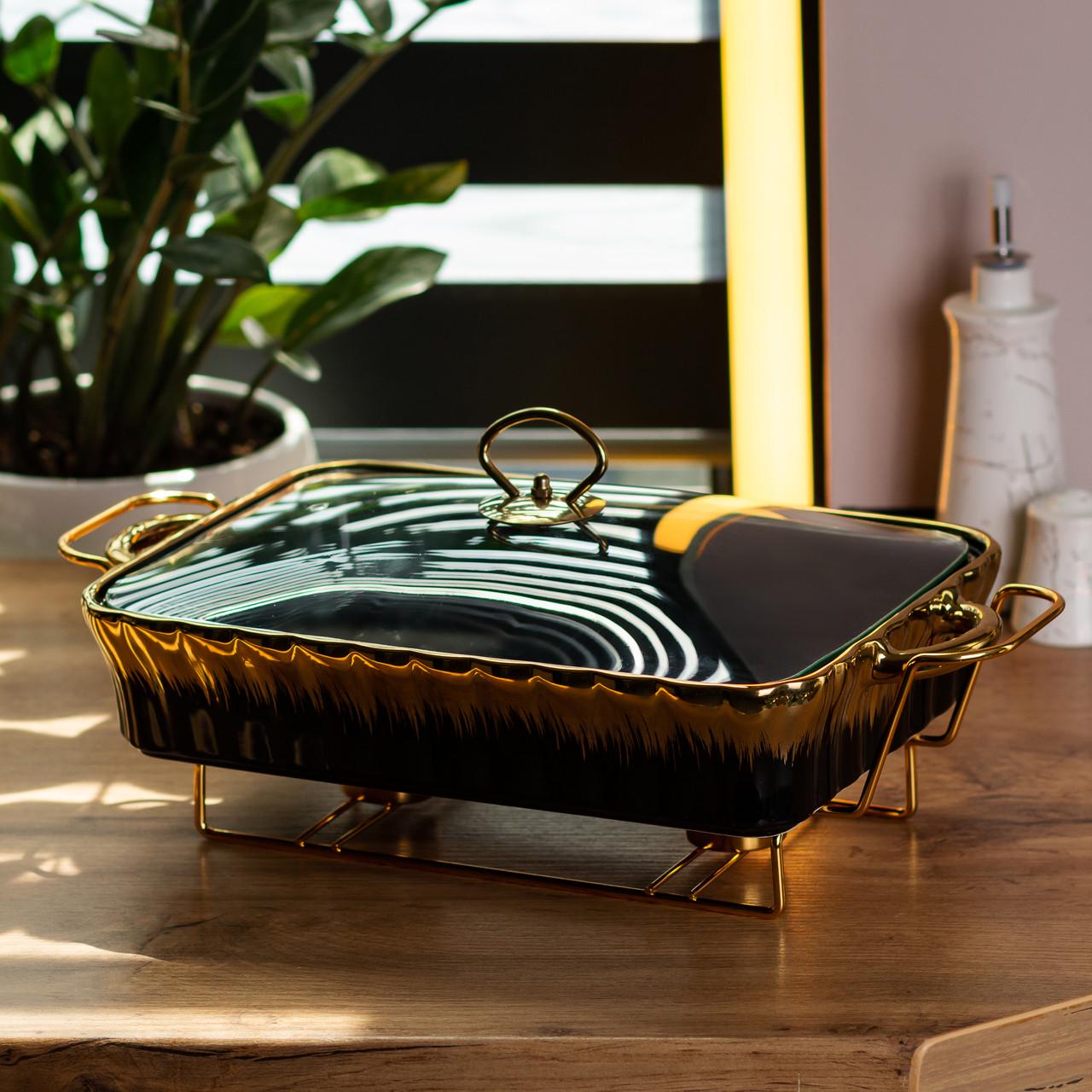 Мармит керамический прямоугольный 2 л 40х23х11 см Черный (HP1048)