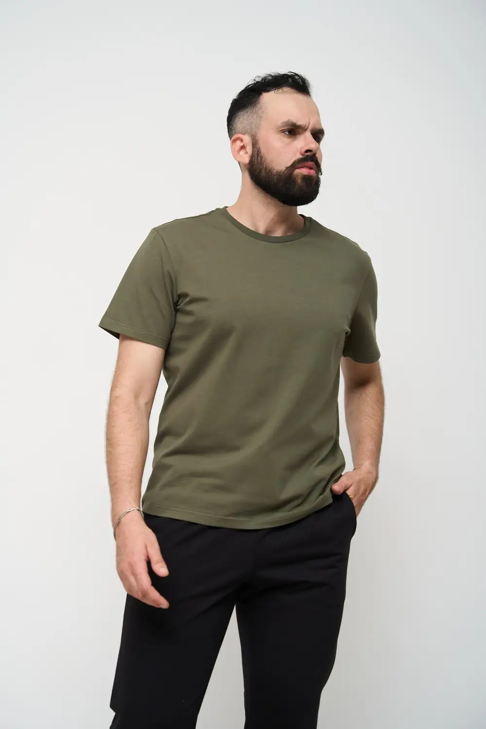 Пижама мужская Cotton Basic футболка и штаны прямые 3XL Хаки/Черный (20357752) - фото 2