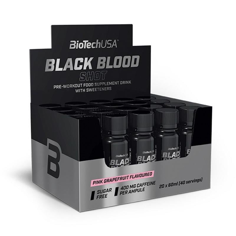 Предтренировочный шот с кофеином и бета-аланином BioTech Black Blood Shot 20 шт. по 60 мл Розовый грейпфрут
