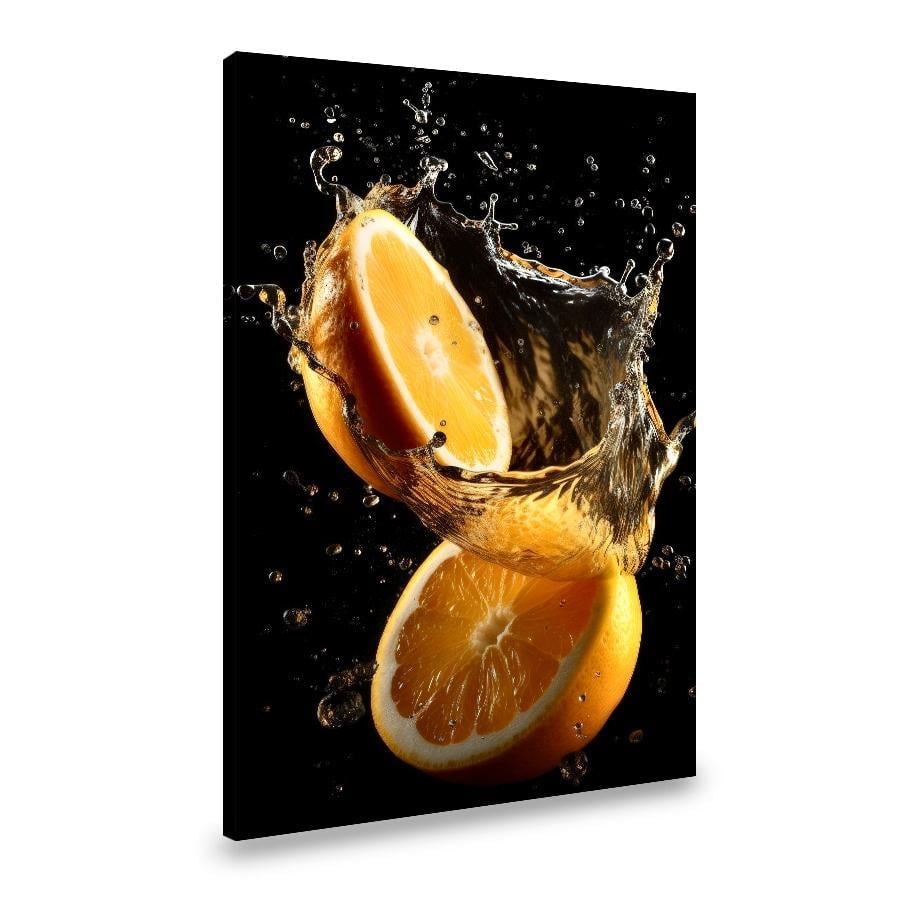 Картина на холсте Половинки апельсина на черном фоне 80x54 см (249VP_L)